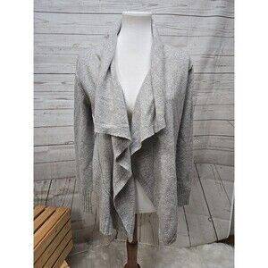 In Cashmere‎ Open Front Waterfall Cardigan Gray Women's Size Small 100% Cashmere